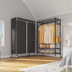 Appendiabiti singolo/mono su rotelle nero/grigio con copertura antipolvere, autoportante