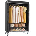 Appendiabiti singolo/mono su rotelle nero/grigio con copertura antipolvere, autoportante