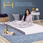 Materasso a pavimento pieghevole a tre ante in memory foam, per 1 persona, bianco e grigio