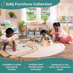 Libreria a 3 ripiani aperta per bambini con cassetti in tessuto, colori naturale/bianco