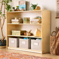 Guidecraft EdQ 3-Shelf Open Storage 36: Kids' Wooden BookShelf with Book Shelves and Bins for Classroom and Homeschool Organization