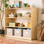 Guidecraft EdQ 3-Shelf Open Storage 36: Kids' Wooden BookShelf with Book Shelves and Bins for Classroom and Homeschool Organization